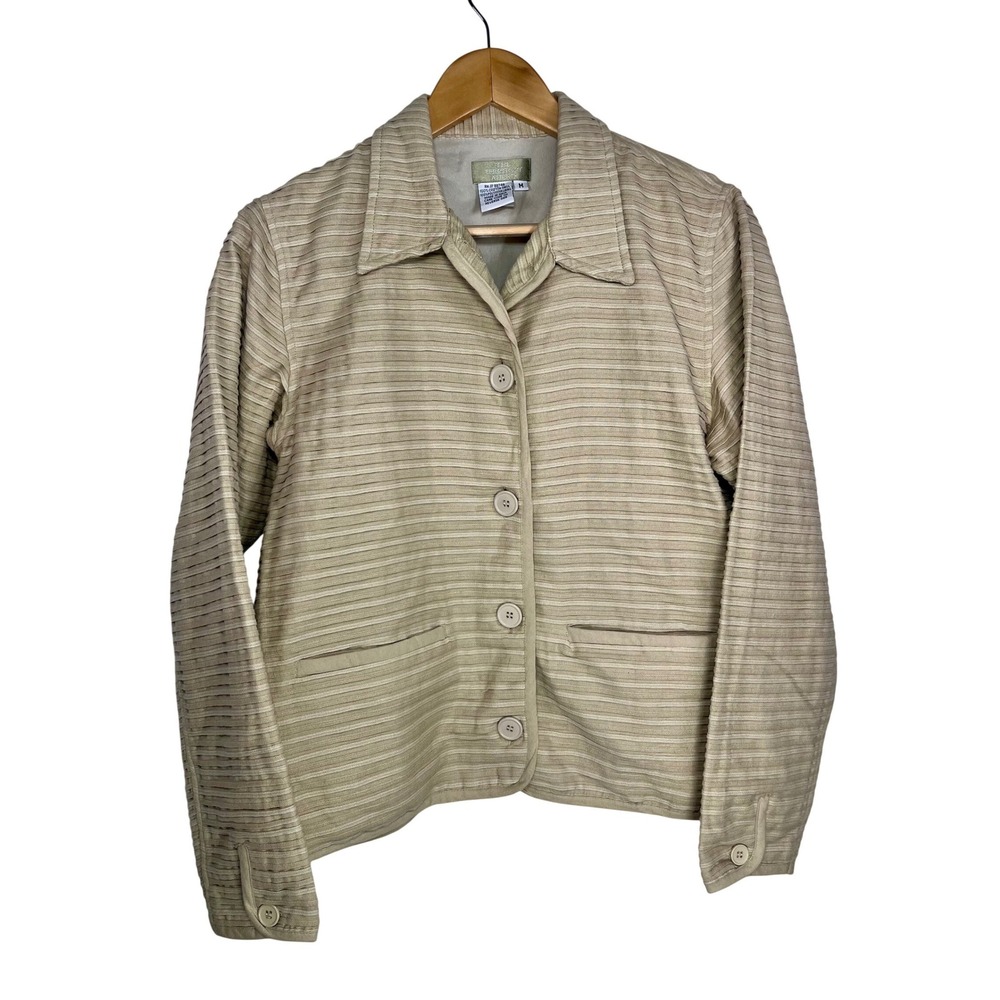 The Territory Ahead Jacket Womens Medium Tan Textured Pintuck Button Front
